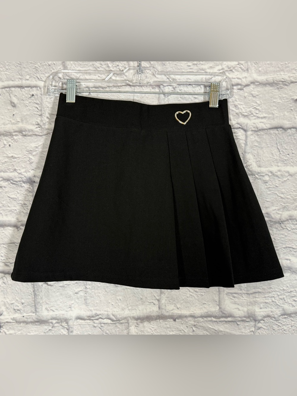 Black Y2K Style Pleated Skirt with Shorts Medium Juniors